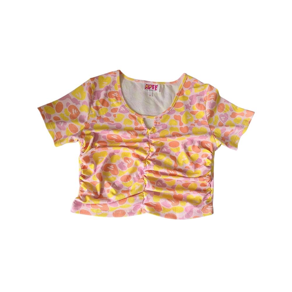 APEE by Bathing Ape Heart Camo Ruched Crop Top RARE Size Medium